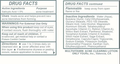 Multivitamin Acne Clearing Lotion (Multivitamin Acne Clearing Lotion Tag)
